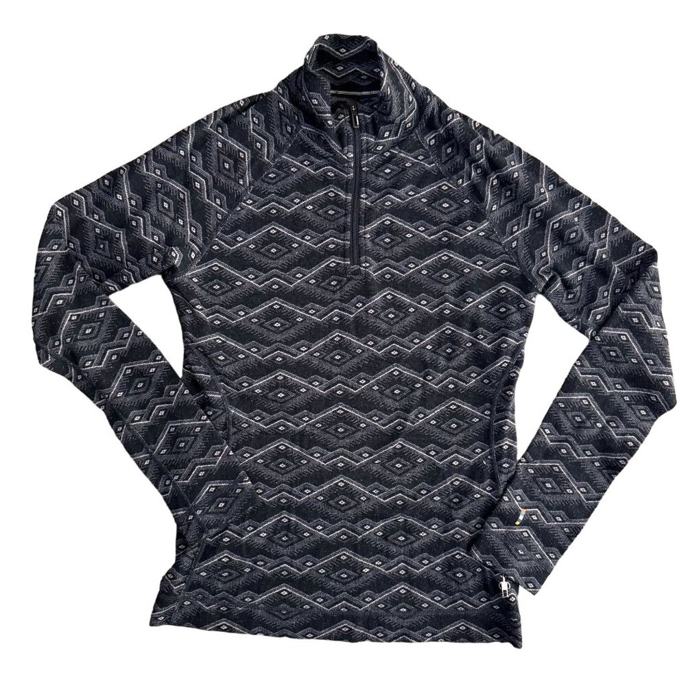 Smartwool Quarter Zip Sweater Womens L Baselayer Merino 250 Geometric Thermal
